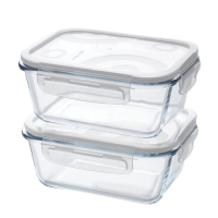 Glass Food Containers Rectangle, 2 pcs Set of 2x750ml